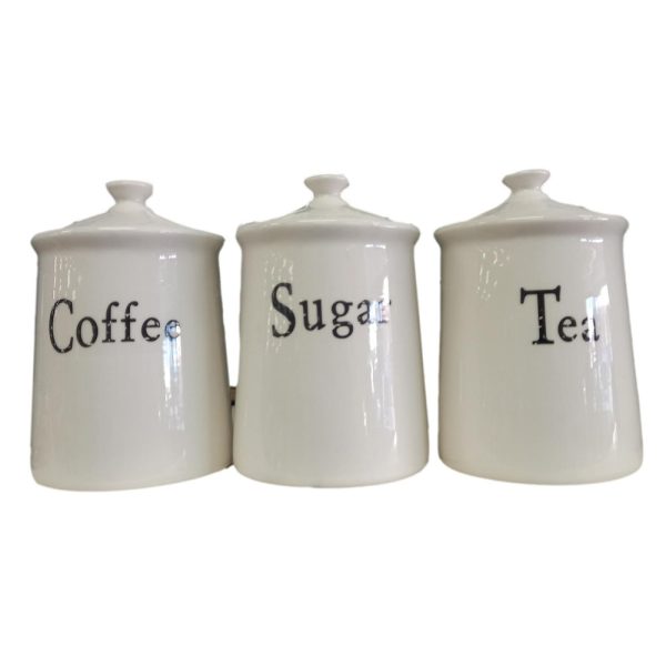 Kitchen Canisters Set of 3 Rustic Vintage Ceramic Home Style
