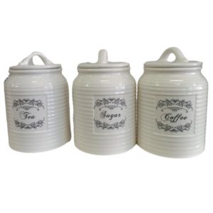 Kitchen Canisters Set of 3 Country Cottage Ceramic Home Style