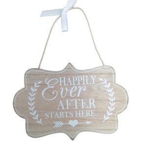 Country Wall Art Happily Ever After Wedding Wooden Hanging Sign