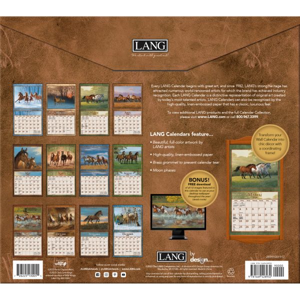 Lang 2024 Calendar Horses in the Mist Calender Fits Wall Frame