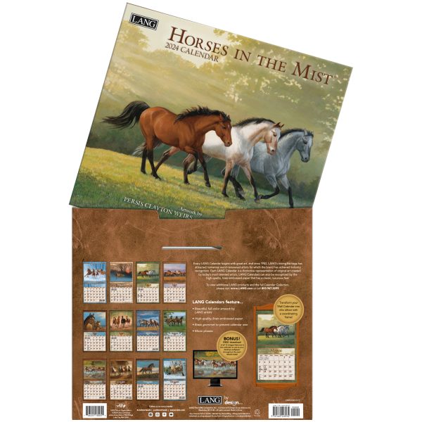 Lang 2024 Calendar Horses in the Mist Calender Fits Wall Frame
