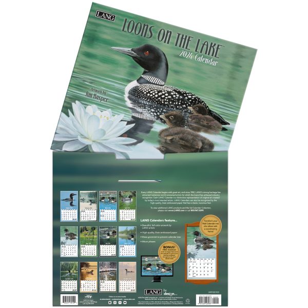 Lang 2024 Calendar Loons on the Lake Calender Fits Wall Frame
