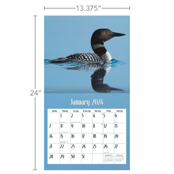 Lang 2024 Calendar Loons on the Lake Calender Fits Wall Frame