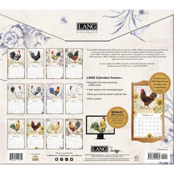 Lang 2024 Calendar Proud Rooster Calender Fits Wall Frame