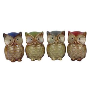 French Country Set of 4 Multicoloured Owl Ornaments