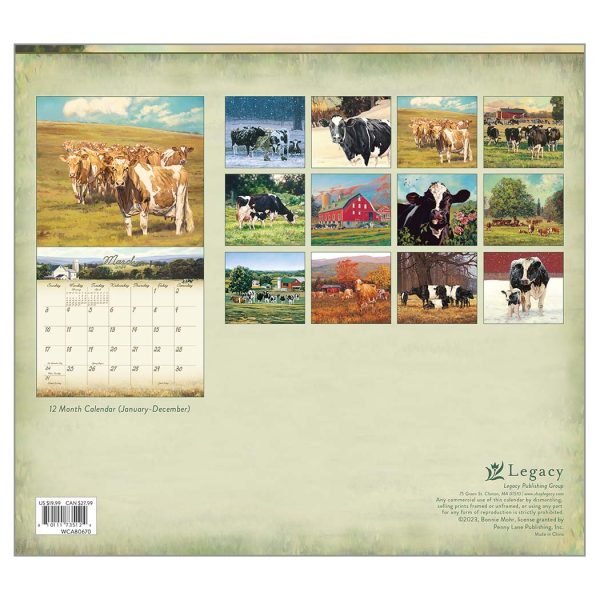 Legacy 2024 Calendar Cow Calender Fits Wall Frame