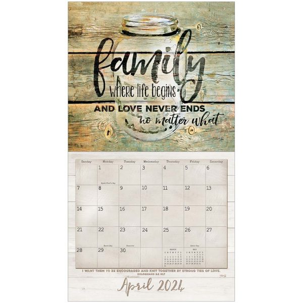 Legacy 2024 Calendar Faith and Family Calender Fits Wall Frame Scripture