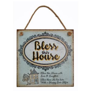 Retro Country Wall Art Bless this House Wooden Hanging Sign