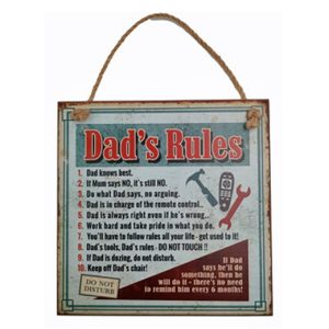 Retro Country Wall Art Dad's Rules Wooden Hanging Sign