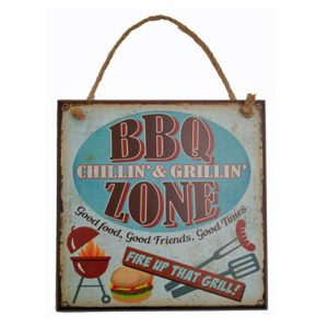 Retro Country Wall Art BBQ Zone Grillin' Wooden Hanging Sign