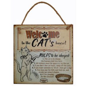 Retro Country Wall Welcome Cat's House Wooden Hanging Sign