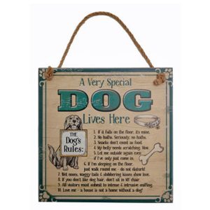 Retro Country Wall Special Dog Lives Here Wooden Hanging Sign