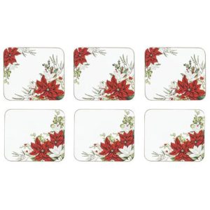 Ashdene Kitchen Cork Backed Placemats & Coasters Poinsettia Set 6