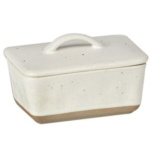 Ladelle Kitchen Butter Dish with Cover Ecru Stoneware
