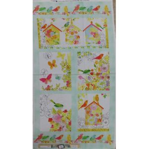 Patchwork Quilting Fabric Happy Meadow Birdhouse Panel 60x110cm