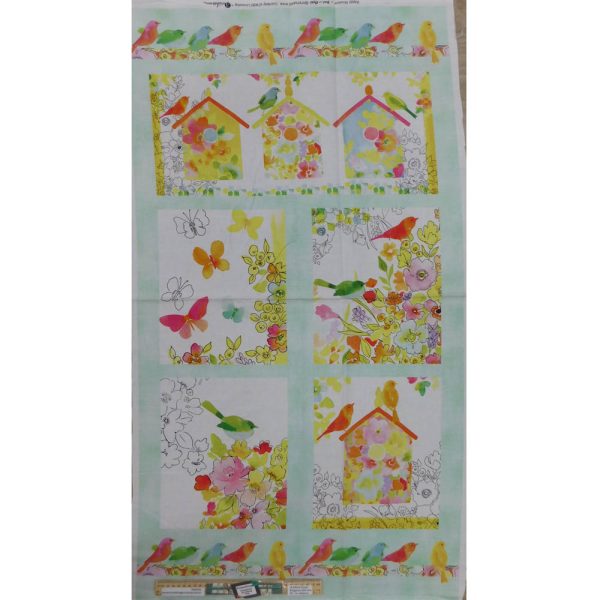 Patchwork Quilting Fabric Happy Meadow Birdhouse Panel 60x110cm