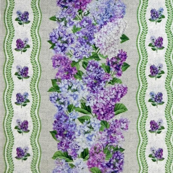Quilting Patchwork Sewing Fabric Lilac Garden Border 50x55cm FQ