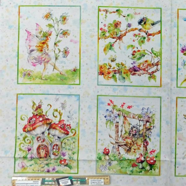 Patchwork Quilting Sewing Fabric Fairy Garden Panel 92x110cm
