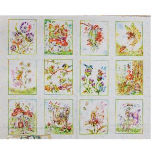 Patchwork Quilting Sewing Fabric Fairy Garden Panel 92x110cm