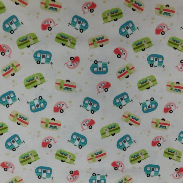 Quilting Patchwork Sewing Fabric Glamp Camp Cream 50x55cm FQ