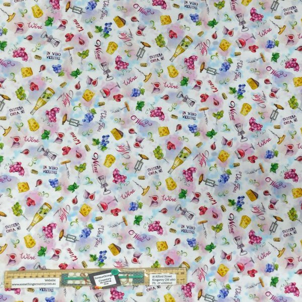 Quilting Patchwork Sewing Fabric Wine Club Allover 50x55cm FQ