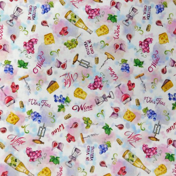 Quilting Patchwork Sewing Fabric Wine Club Allover 50x55cm FQ