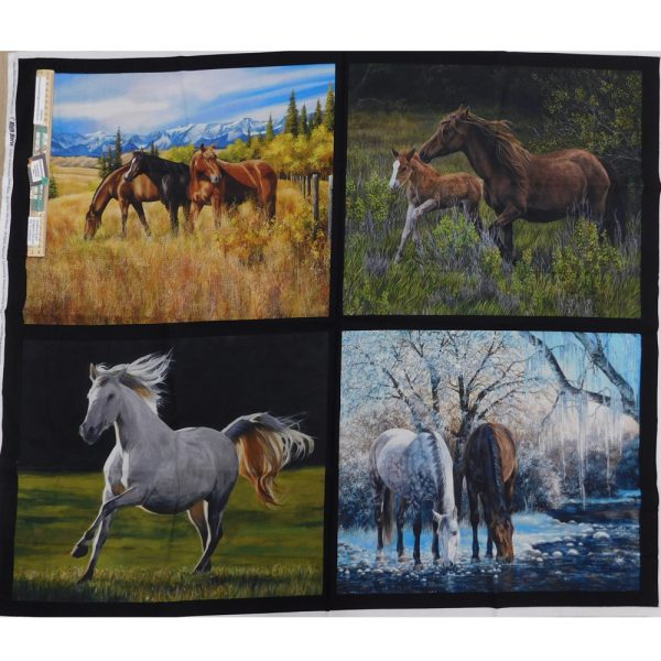 Patchwork Quilting Sewing Fabric High Horse Panel 95x110cm