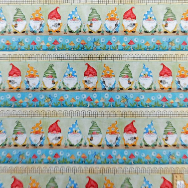 Patchwork Quilting Fabric Better Gnomes Border Half Meter Cut 50x110cm
