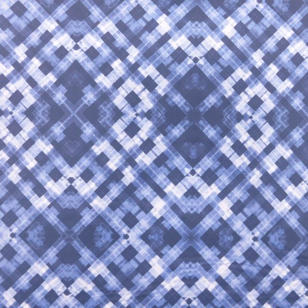 Quilting Patchwork Sewing Fabric Shibori Blue Check 50x55cm FQ