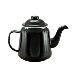 Country Vintage Style Falcon Enamel Black with White Trim Teapot 950ml