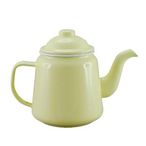 Country Vintage Style Falcon Enamel Yellow with White Trim Teapot 950ml