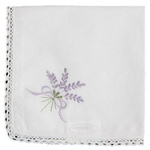 Handkerchief Lavender And Lace Cotton Embroidered Hanky