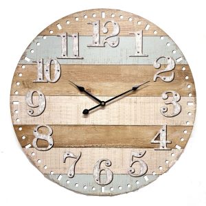 Clock Wall Hanging Timber Boards Horizontal Large 58cm CHH141