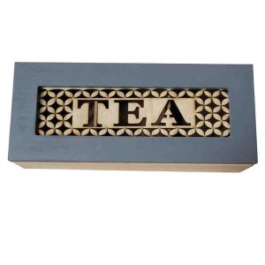 French Country Blue Cutout Rectangle Teabag Holder Wooden