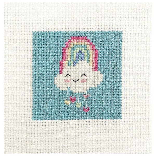 Make It Mini Rainbow Cloud Cross X Stitch Kit for Beginner 6x6cm