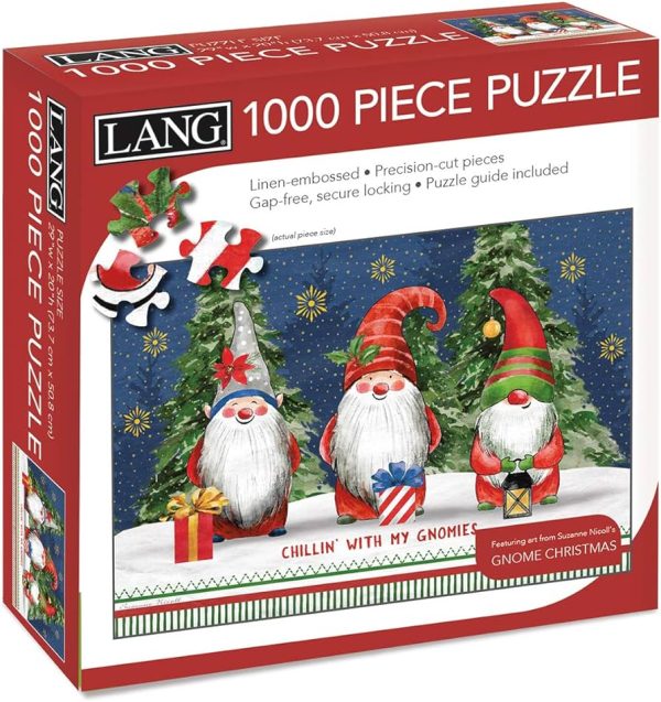 Lang Jigsaw Puzzle 1000 Piece Gnome Christmas Linen Embossed