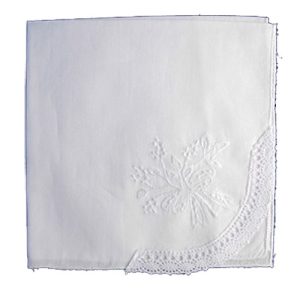 Handkerchief White Flower And Lace Cotton Embroidered Hanky