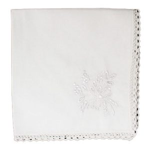 Handkerchief White Wreath And Lace Cotton Embroidered Hanky