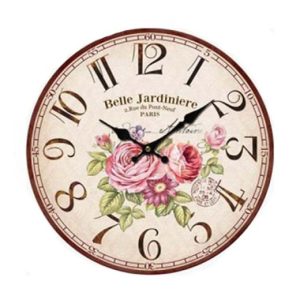 French Country Retro Wall Clock Belle Jardiniere Roses 34cm CLK303C