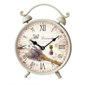 French Country Retro Standing White Clock Lavender CLK237C