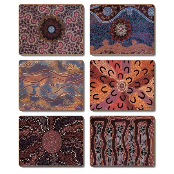 Country Kitchen Fire And Water Cinnamon Cork Backed Drink Coasters Set 6