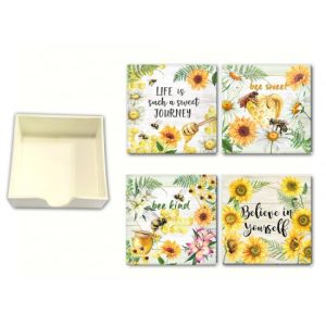 Country Kitchen Ceramic Coasters Sunflowers and Bees Set 4 CT135