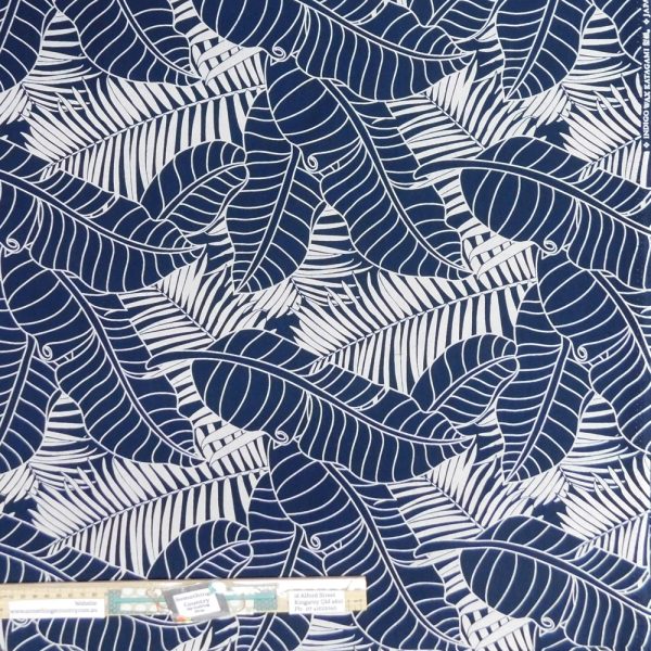 Quilting Patchwork Sewing Fabric Indigo Palm Leaf 50x55cm FQ