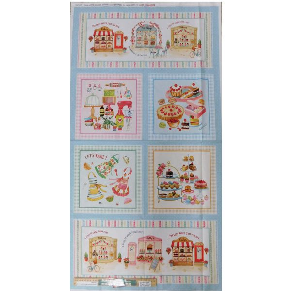 Patchwork Quilting Sewing Fabric Baked with Love Panel 24x110cm