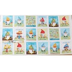 Patchwork Quilting Sewing Fabric Better Gnomes & Garden Panel 61x110cm