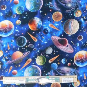 Quilting Patchwork Sewing Fabric Planets Space 50x55cm FQ
