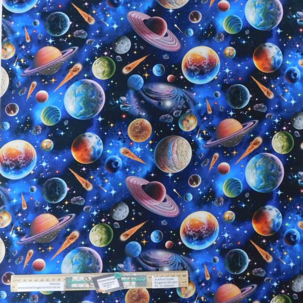Quilting Patchwork Sewing Fabric Planets Space 50x55cm FQ