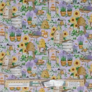Quilting Patchwork Sewing Fabric Bee Culture Lavender 50x55cm FQ