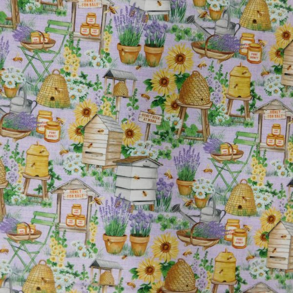 Quilting Patchwork Sewing Fabric Bee Culture Lavender 50x55cm FQ