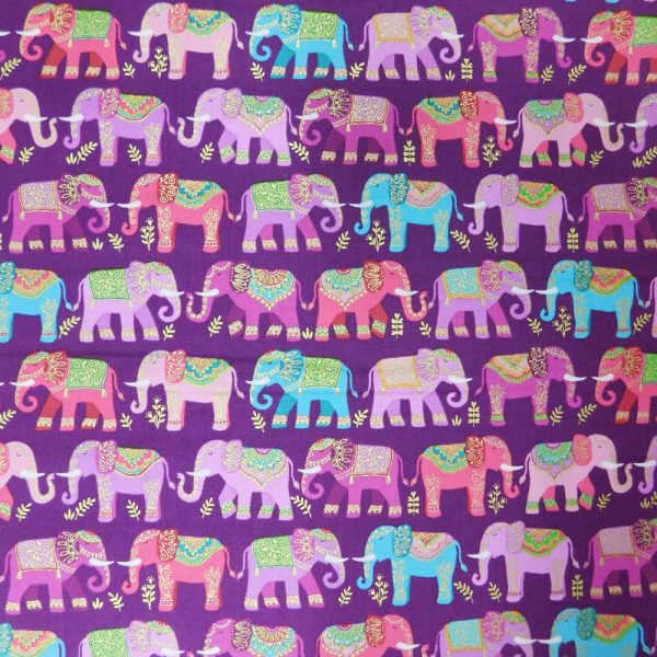 Quilting Patchwork Sewing Fabric Pink Elephants 50x55cm FQ